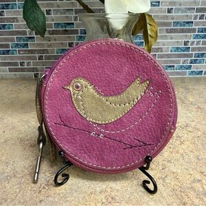 Fossil Bird Circle Coin Purse Raspberry Pink